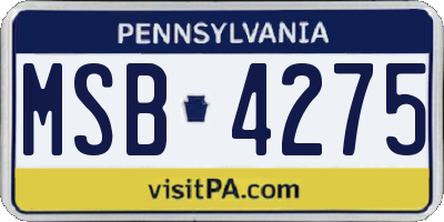 PA license plate MSB4275