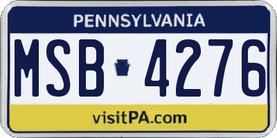 PA license plate MSB4276