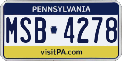 PA license plate MSB4278