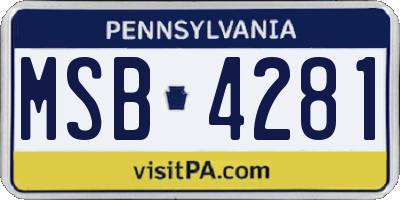 PA license plate MSB4281