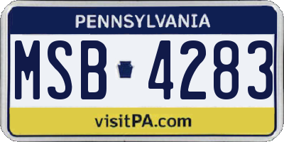PA license plate MSB4283