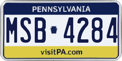 PA license plate MSB4284
