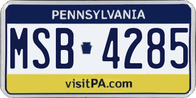 PA license plate MSB4285