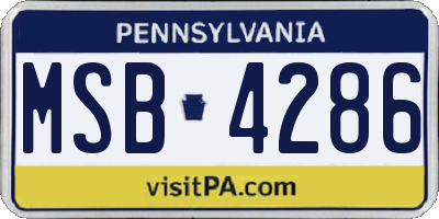 PA license plate MSB4286