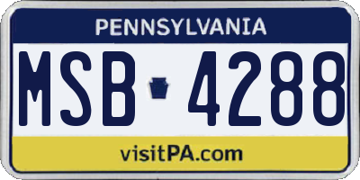PA license plate MSB4288