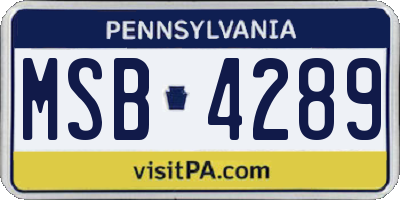 PA license plate MSB4289