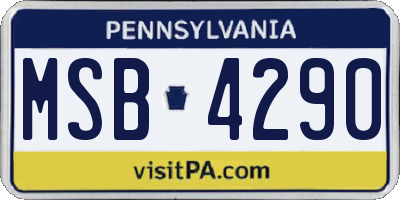 PA license plate MSB4290