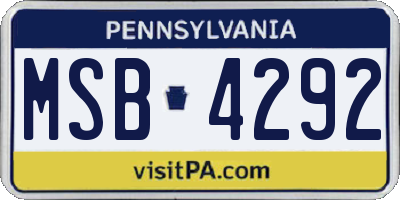 PA license plate MSB4292
