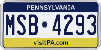 PA license plate MSB4293