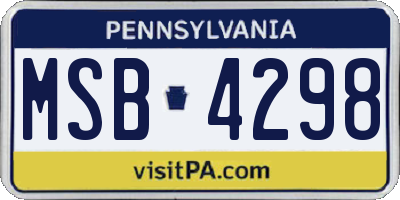 PA license plate MSB4298
