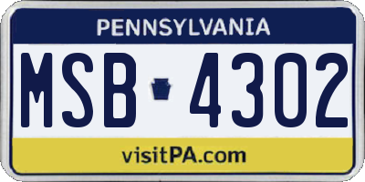 PA license plate MSB4302