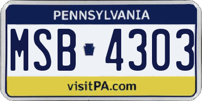 PA license plate MSB4303