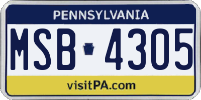 PA license plate MSB4305