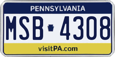 PA license plate MSB4308