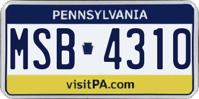 PA license plate MSB4310