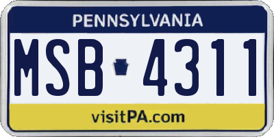 PA license plate MSB4311