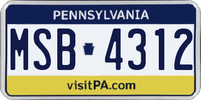 PA license plate MSB4312