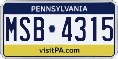PA license plate MSB4315