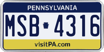 PA license plate MSB4316