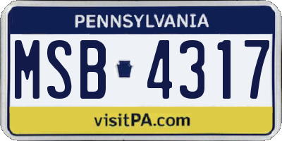 PA license plate MSB4317