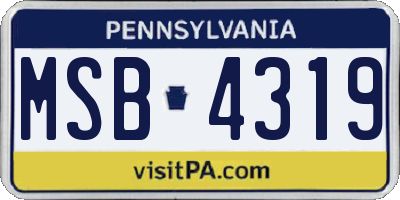 PA license plate MSB4319