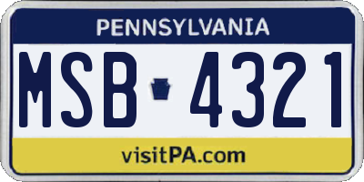 PA license plate MSB4321