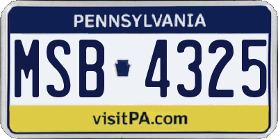 PA license plate MSB4325