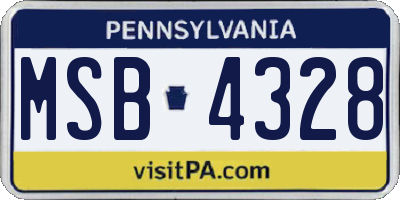 PA license plate MSB4328