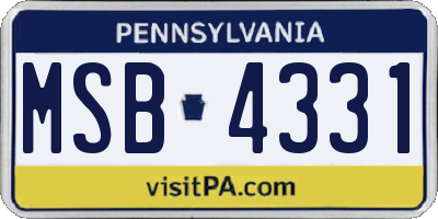PA license plate MSB4331