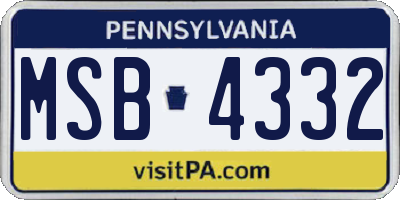 PA license plate MSB4332