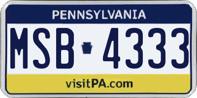 PA license plate MSB4333