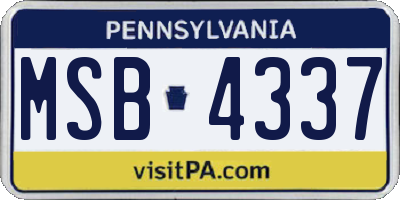 PA license plate MSB4337