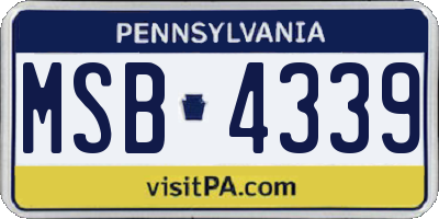 PA license plate MSB4339