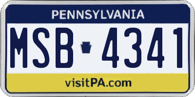 PA license plate MSB4341
