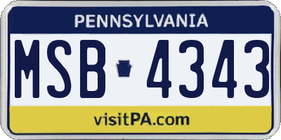 PA license plate MSB4343