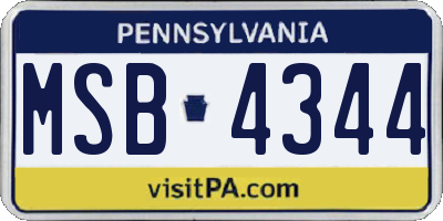 PA license plate MSB4344