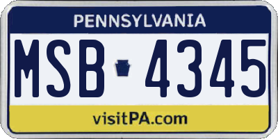 PA license plate MSB4345
