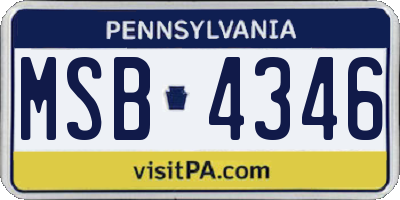 PA license plate MSB4346