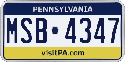 PA license plate MSB4347