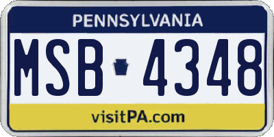 PA license plate MSB4348