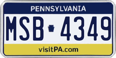 PA license plate MSB4349