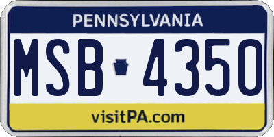 PA license plate MSB4350