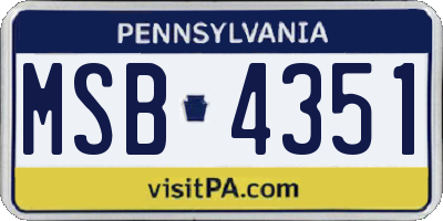 PA license plate MSB4351