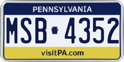 PA license plate MSB4352