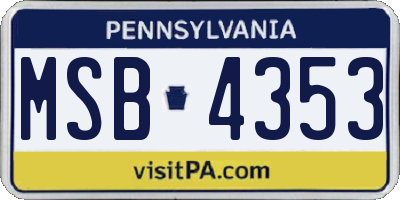 PA license plate MSB4353