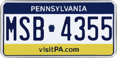 PA license plate MSB4355