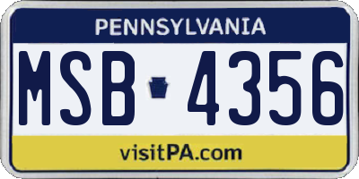 PA license plate MSB4356
