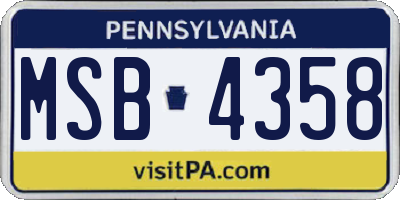 PA license plate MSB4358
