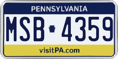 PA license plate MSB4359