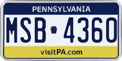 PA license plate MSB4360